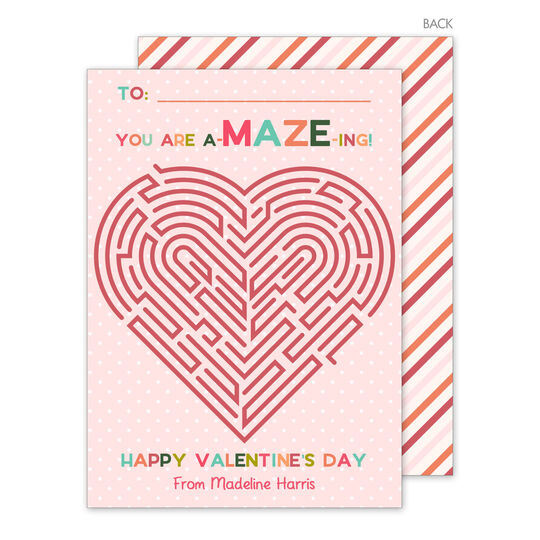 Pink Maze Valentine Exchange Cards